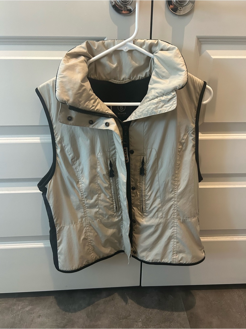 BOGNER Fleece Lined Vest Jacket US 10 Tan Ski Zip Jacket